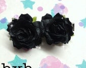 Double Black Rose Hairclips