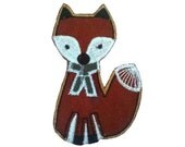 Iron on Patch Applique  Sitting Fox - Faux Suede