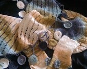 Delicate lacy Slouch Beret, Triangular Scarf and fingerless mitt set