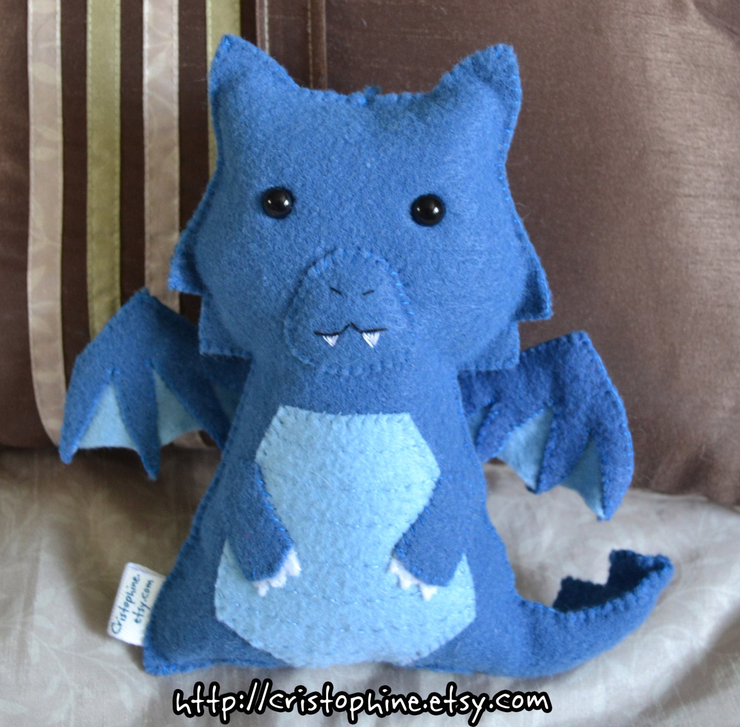 Cobalt Baby Dragon Felt Wall-hanging Plush