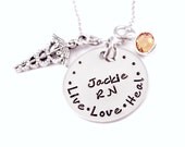 Personalized Nurse Necklace - Nurse Gift - Nursing Graduation - RN - LPN - LVN - Hand Stamped Stainless Steel - Nurse