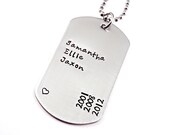 Personalized Dog Tag Necklace - Gift for him - Father's Day - Hand Stamped Stainless Steel Dog Tag