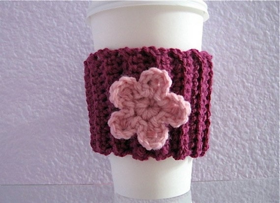 Burgandy Flowered Coffee Cup Sleeve