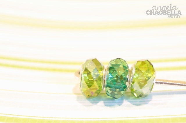 Lime Green  acrylic charm made to fit european bracelet