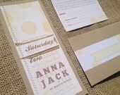 Floral Burlap Yellow Beige Kraft Burlap Sewn Wedding Invitations Rustic Woodland Country Shabby Chic Mountains Natural Barn Button String