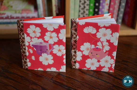 Miniature Sketchbook (M) - 'Sakura Tea' with blank pages (SD/MSD sized) for dolls