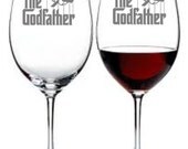 The Godfather Movie Wine Glass Set of 2 Sand Carved (etched, sandblasted)