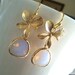 Dangling Triple Orchids Flowers pendant Necklace, charm, pendant, lariat, mother's day gift,Wedding Jewelry