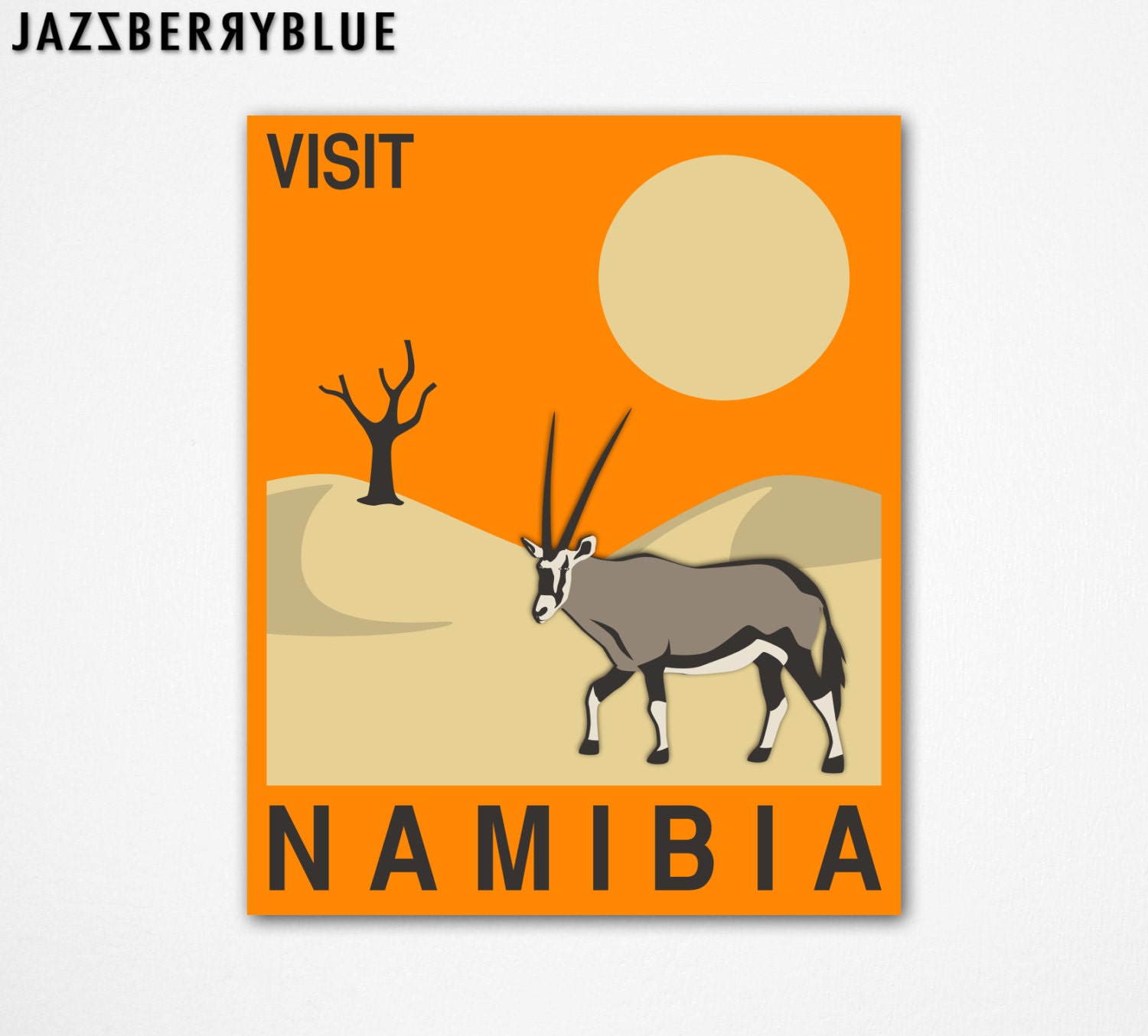 8x10 Art Print, African Travel Poster Pop Artwork, VISIT NAMIBIA for the home wall decor