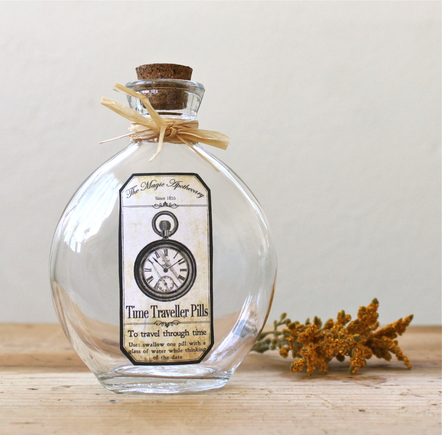 Time Travel pocket watch Steampunk Magic Apothecary Bottle