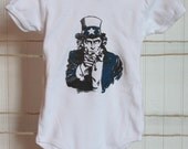 Uncle Sam 4th of July, USA - Hand printed baby onesie design