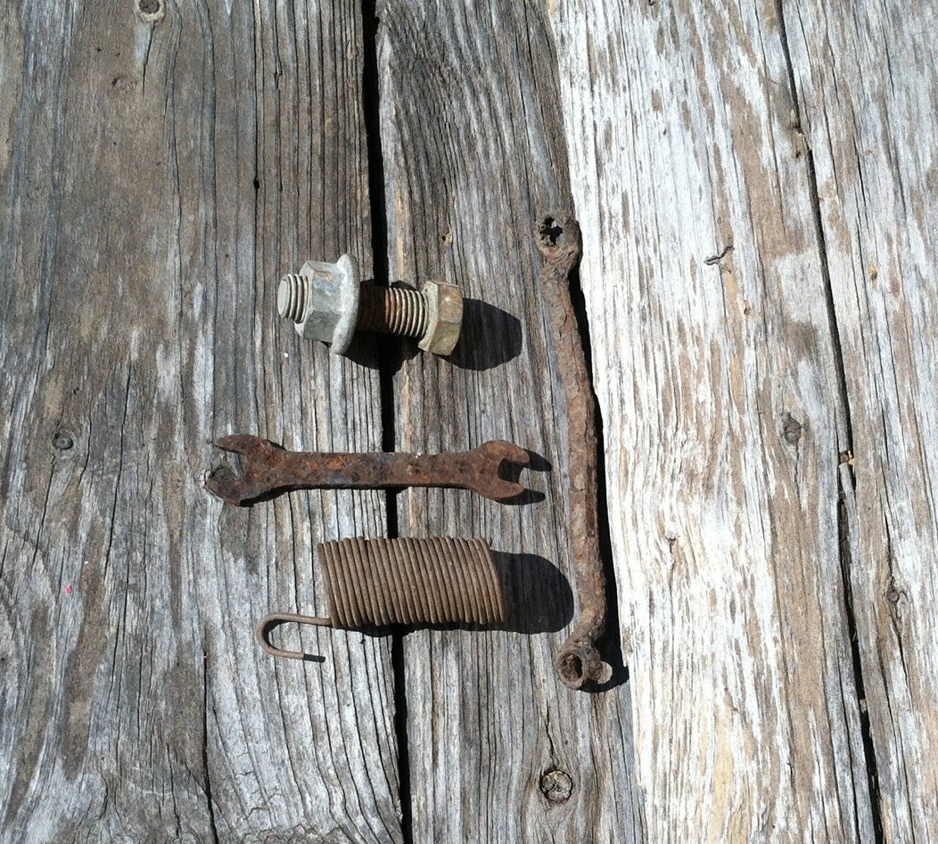 Rustic scrap metal art junk, rustic, rusty metal, art supplies, rusty wrenches, junk art,  bolts, rustic spring