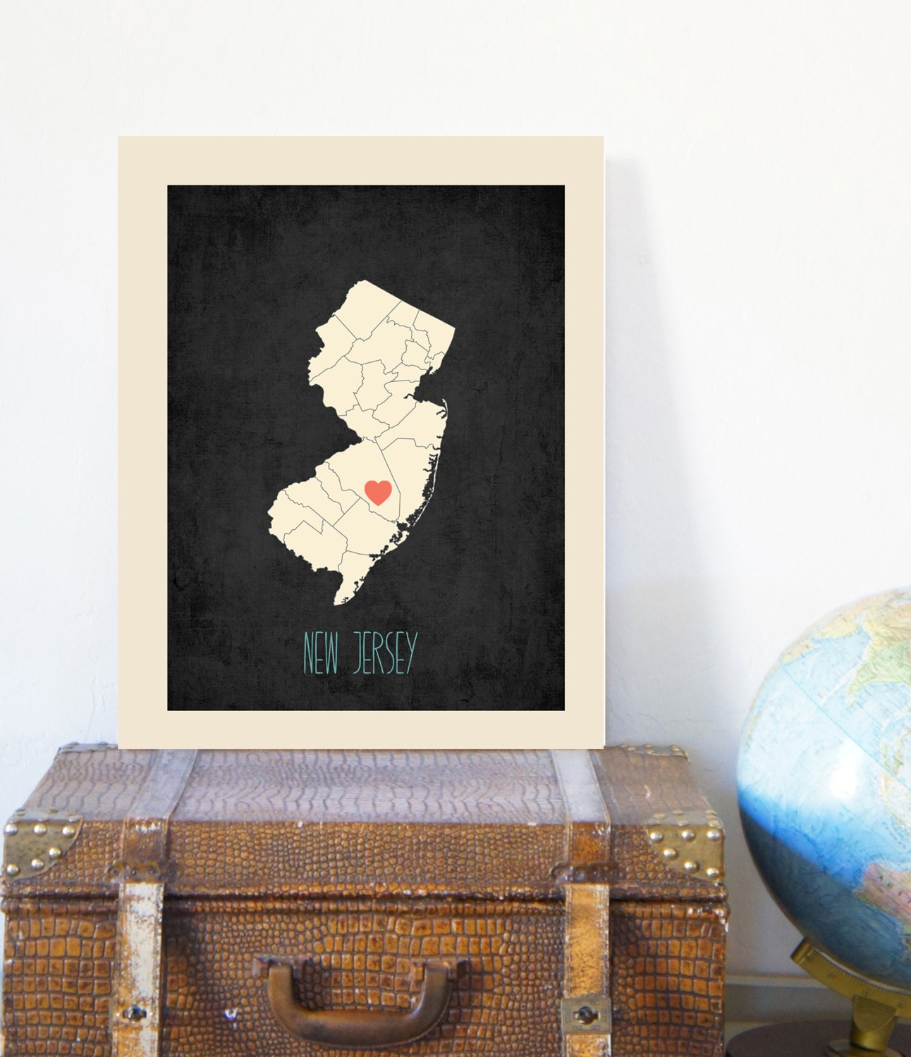 Choose Your State Personalized Vintage Map Wall Art 11x14