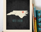 25% OFF SALE Choose Your State Personalized Vintage Map Wall Art 11x14