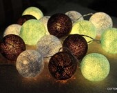 Scandinavian lakeside mix blue chocolate color string light cotton ball patio wedding party lantern display decor