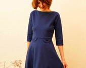 Dress "Elisa", with a round skirt in cobalt blue
