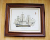 Vintage Mid-Century Framed HMS Victory Print