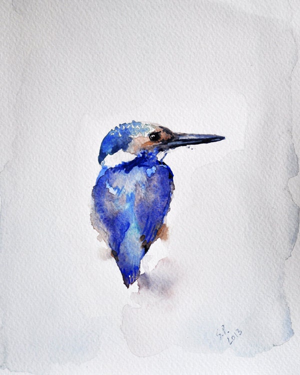 Kingfisher - Original Watercolor painting 7x9.5 inch