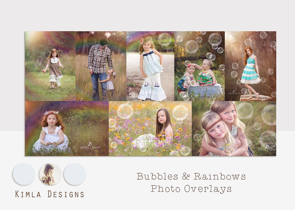INSTANT DOWNLOAD Bubbles & Rainbows Photo Overlays