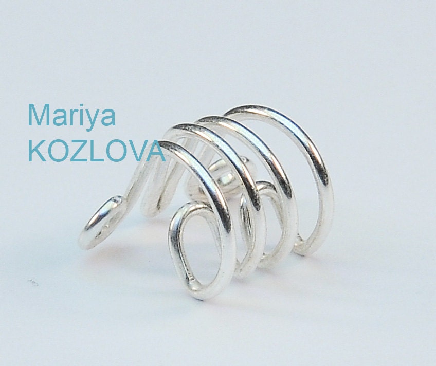 No Piercing Cartilage Ear Cuff for the Upper Ear - piercing imitation - silver plated - Fake piercing.