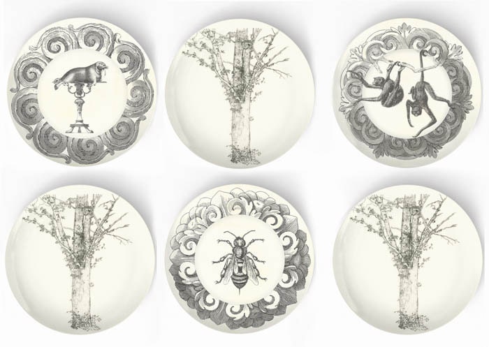 Tree from a master - 10 inch Melamine Plate 10 inch Melamine Plate with a softly aged off-white background