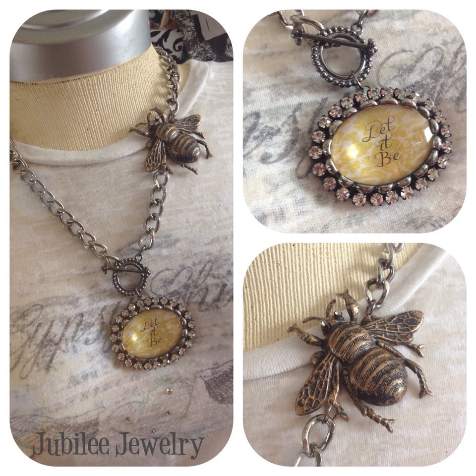 Let it Be soldered Bee connected Necklace 
