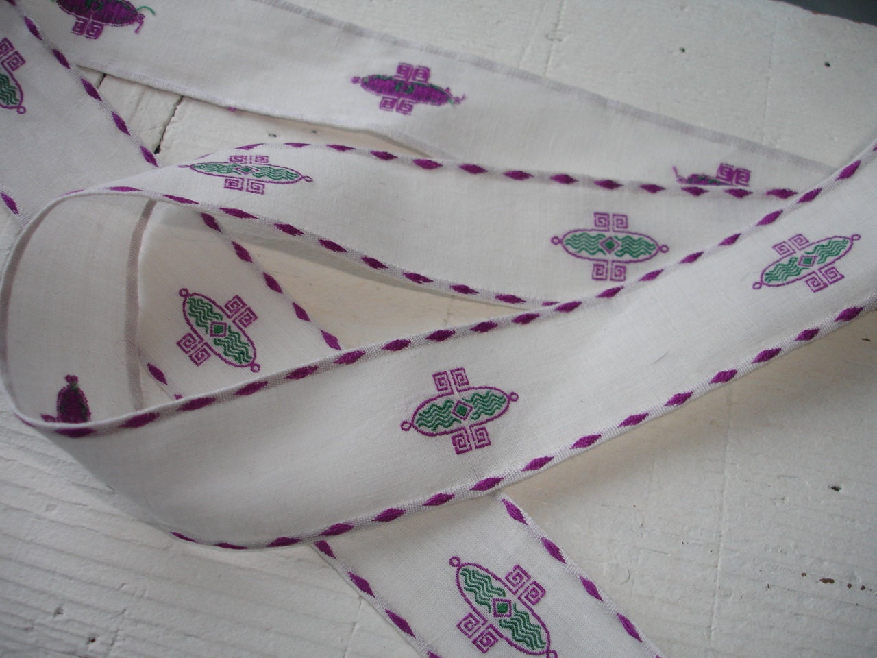 3 Yards Free Shipping  French  Art Nouveau Art Deco Ribbon Trim Geometric Pattern   Cotton Vintage France Craft Sewing Project Arts & Crafts