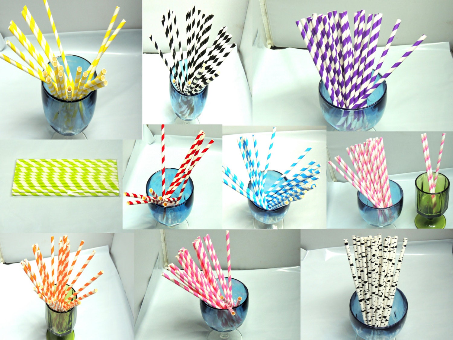 50 Pack Striped Paper Fun Straws Assorted Multi By Wrappingmeup