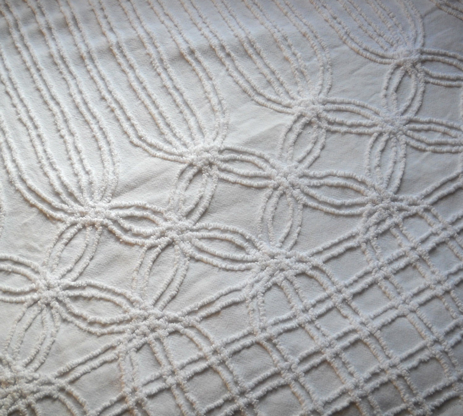 Vintage Fabric Baby Blanket, Repurposed Chenille and Vintage Linens