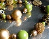 Vintage Jewelry Necklace and Bracelet, Repurposed Costume Jewelry