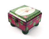 Green pink polka dot -  box for jewelry, rabbits love, Storage & Organization, gift idea for her, home decor - made to order