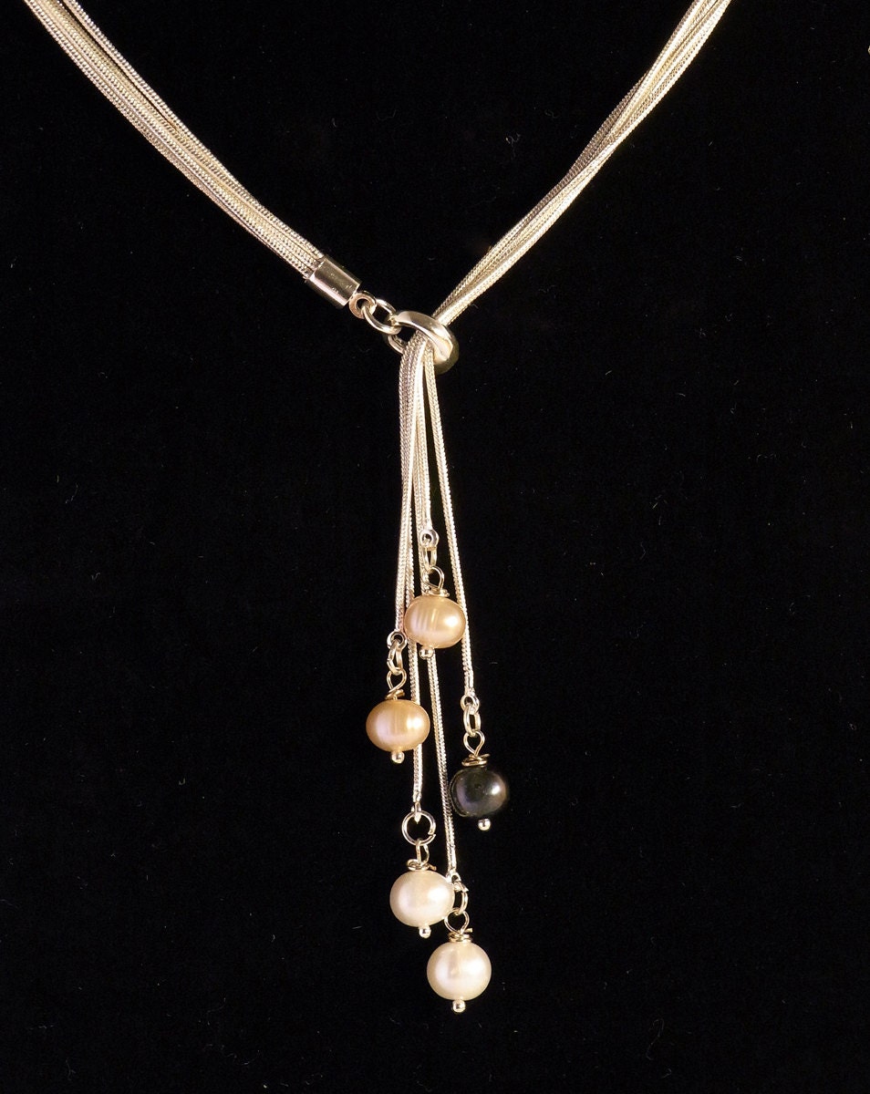 Freshwater Pearl Waterfall Silver Necklace, Wedding, Special Occasion, Gifts under 10 pounds