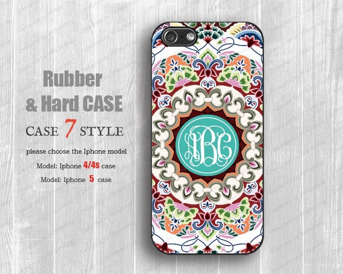 Rubber Iphone 4 case  Monogram classic floral Iphone 5 case hard Case iphone 5 case iphone 4 iPhone 4s Case