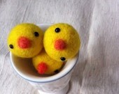 Yellow Wool Felt  Easter Chicken, set of 3 - Needle felted Chick Gift Home Decor Decoration Holiday Animal
