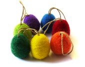 Wool Felt Easter Egg Needle Felt Easter Ornament Decoration loop hanging, set of 3 - SINGLE color - Easter Home Decor Decoration Holiday