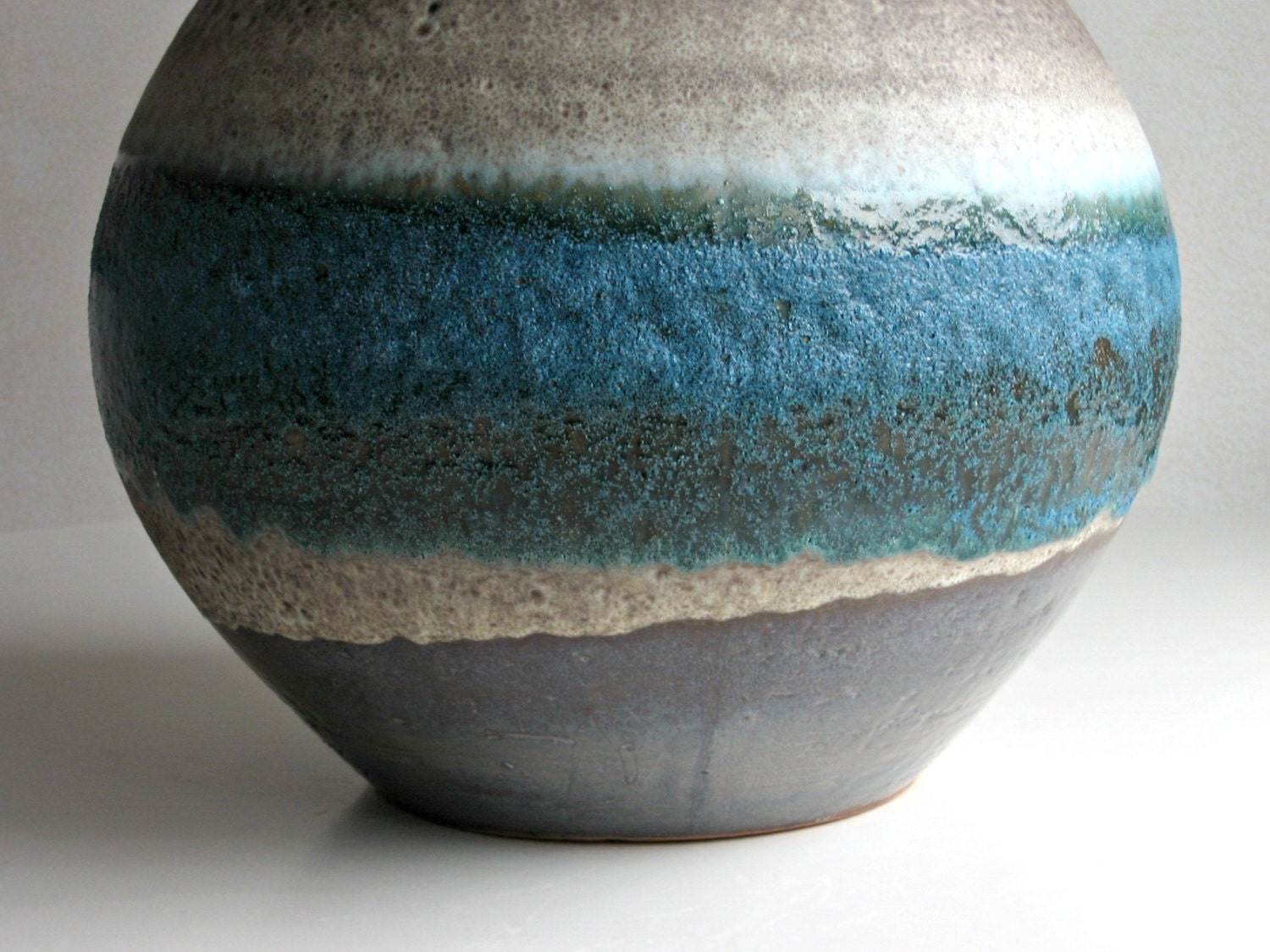 RESERVED // Carstens Tönnieshof Handled Large Floor Vase / Fat Lava West German Art Pottery / Banded Blue Granulated Glaze