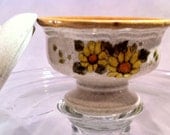 Recycled Mikasa Stoneware Garden Party Lidded Sugar Bowl Handmade Scented Soy Candle