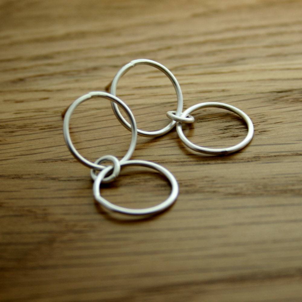 Silver Hoop Earrings, Dangly Stud Earrings, SALE