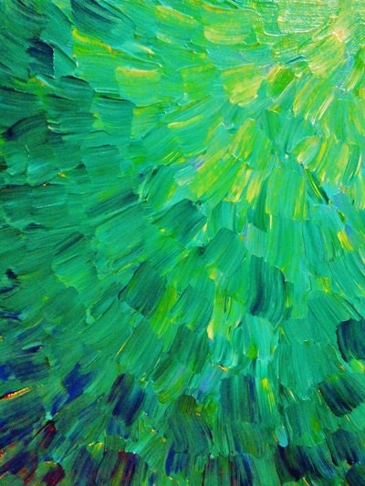 SEA SCALES in GREEN - Bright Green Fine Art Digital Print Ocean Waves Beach Mermaid Fins Scales Abstract Acrylic Painting