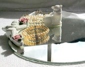 Vintage Vanity Tray Cottage Chic Cherubs in Porcelain White and Pink Shabby Chic