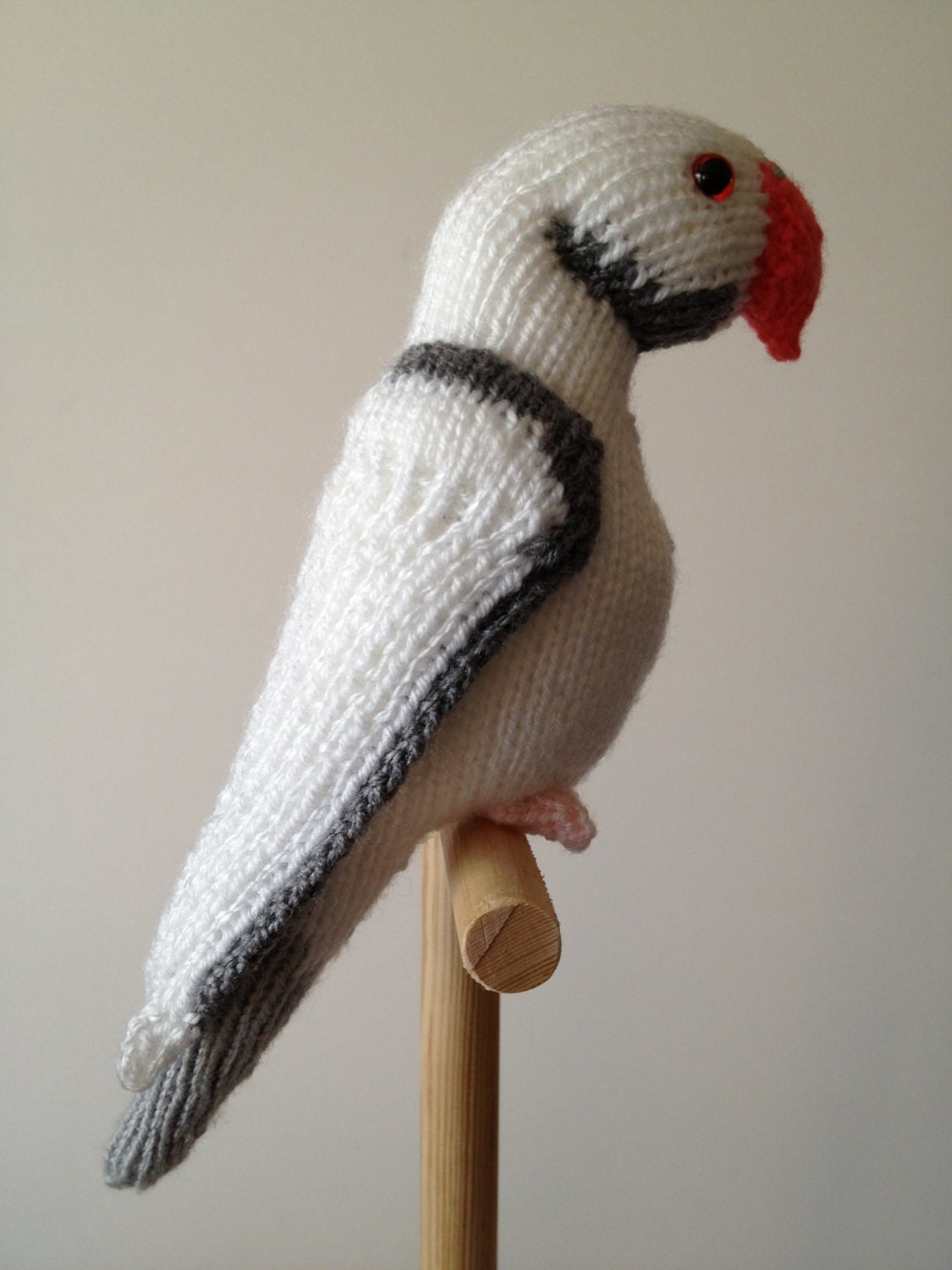 Knitted White Ringneck Parakeet