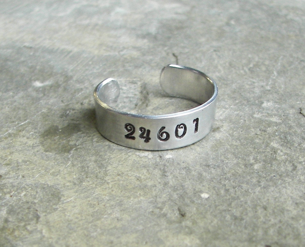 Les Miserables Inspired - 24601 - A Hand Stamped Aluminum Ring