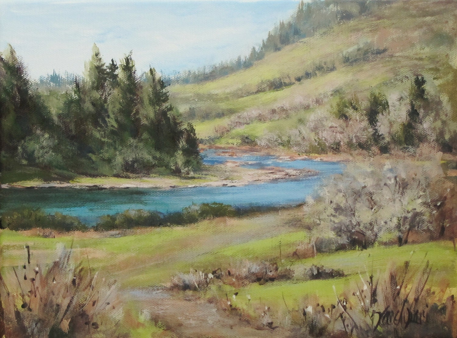 Original Landscape Painting - "North Bank March"