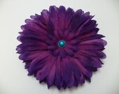 Purple Flower Hair Clip - Burlesque, Pin Up Girl, Rhinestone, Fascinator