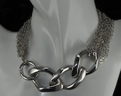 Spectacular chunky tres chich multi-links solid silver collar