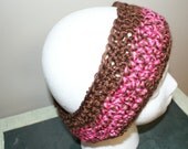 Wide Pink Headband, Chunky Headband, Womens Ear warmers, Brown Headband, Crochet Ski Hairband, Ski Headband, Snow Bunny Headband