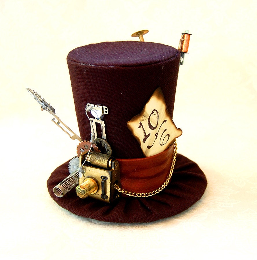 Tiny Top Hat: Steam Punk Mad Hatter - Alice in wonderland Steampunk gears vintage mad hatter tea party teaparty cosplay costume march hare