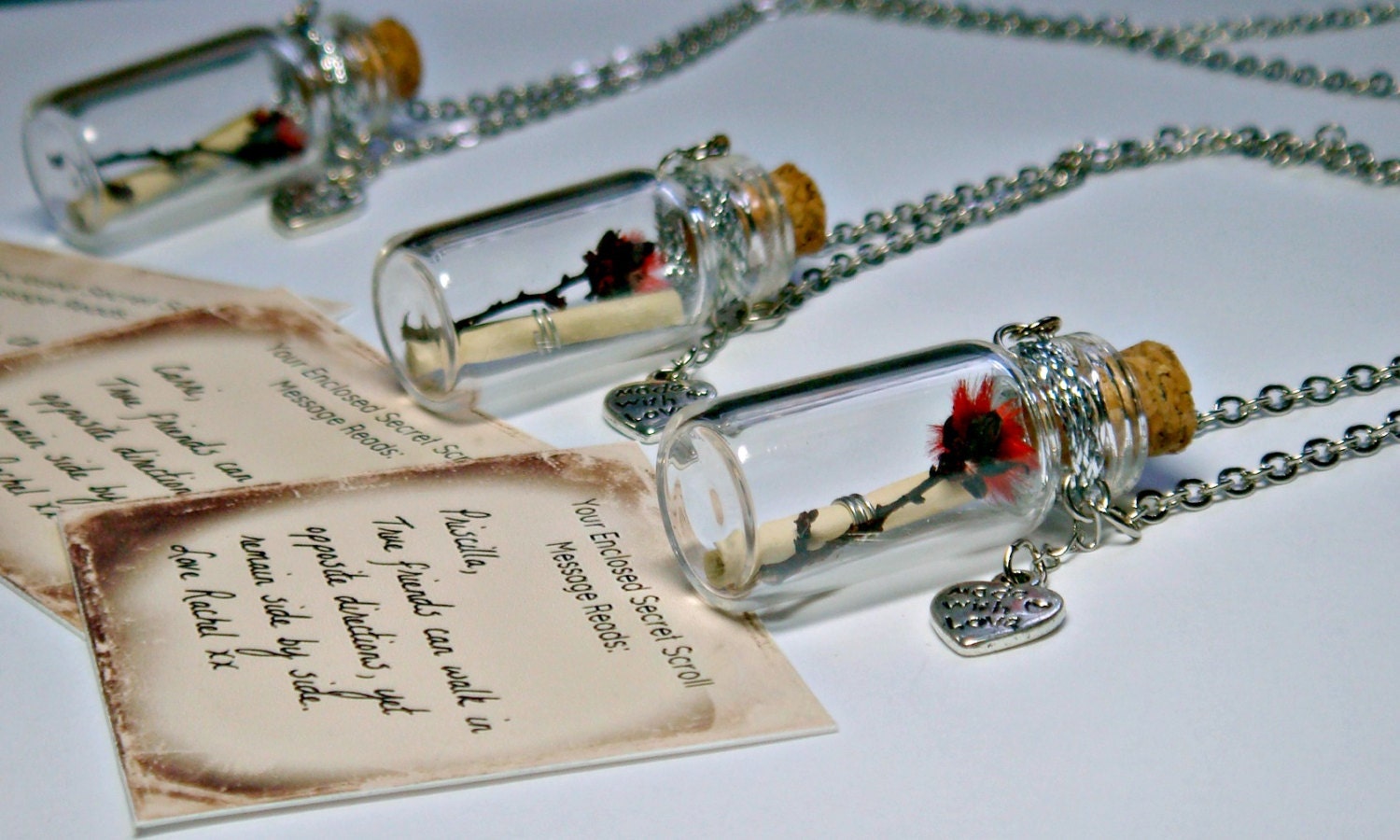 Set of 5: Friendship Necklace, Personalized Bridesmaids Gifts, Message In A Bottle, Will You Be My Bridesmaid, Personalized Necklace