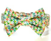 Pastel Bow Tie Dog Collar Set: Pastel Woods... Mint, Peach, Aqua, Pet Collar, Bow Tie