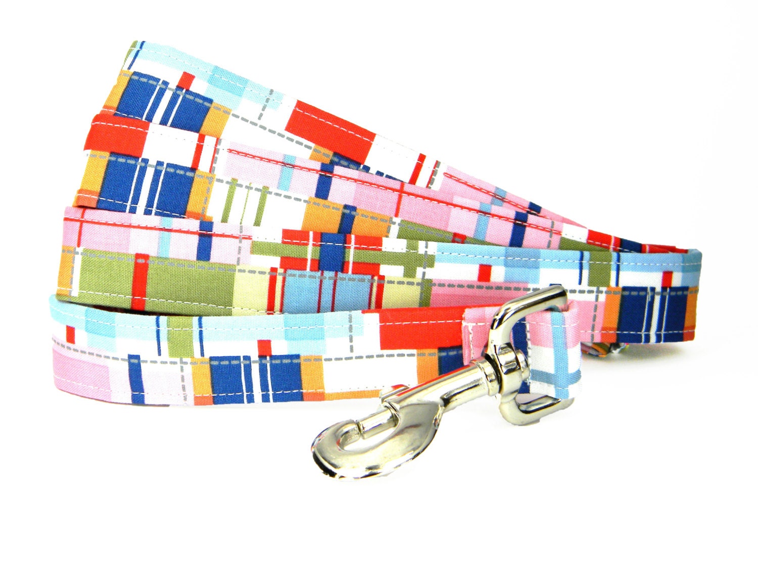 Plaid Dog Leash, Dog Lead, Collar and Leash Set: Patchwork Plaid